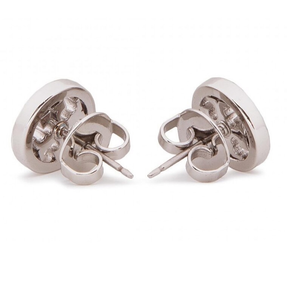TORY BURCH Miller Pave Silver Circle Stud Earrings - Picture 2 of 2